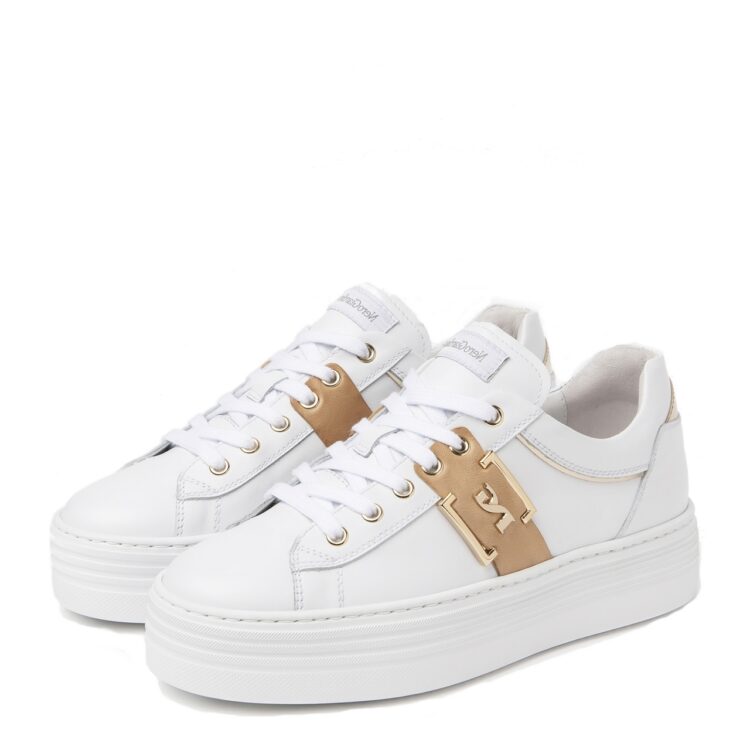 Sneakers blanches femme tendance NeroGiardini. Référence : E218132D 707 Skipper bianco