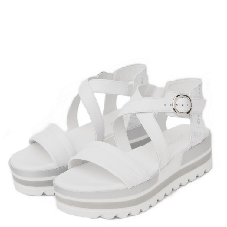 Sandales à plateforme blanches pour femme NeroGiardini. Référence : E218881D 707 Bianco.