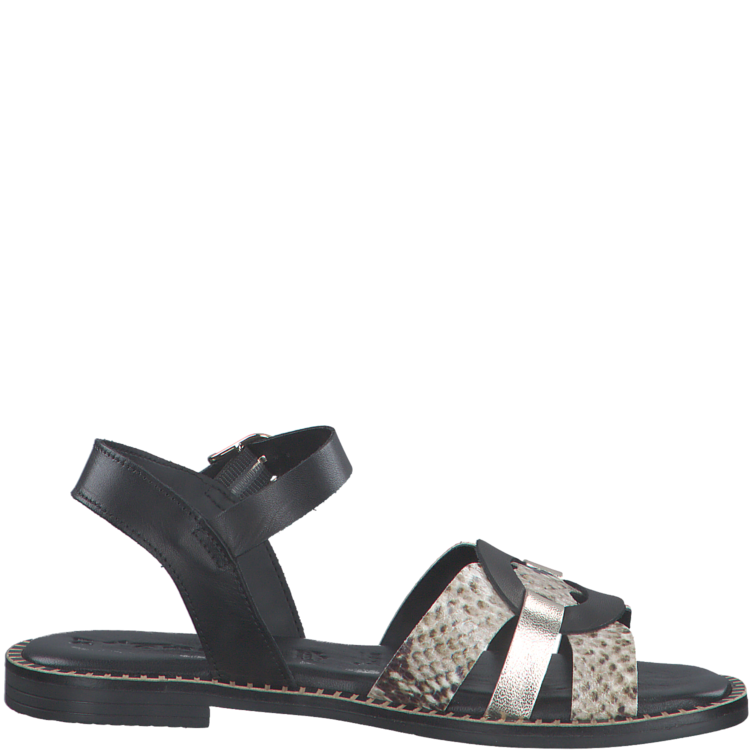 Sandales motif python pour femme de la marque Tamaris. 28108-28 098 Black Comb. Disponible chez Chauss'Family magasin de chaussures à Issoire