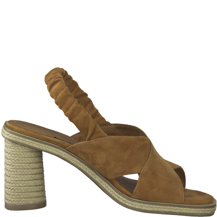 Sandales à talons marron pour femme de la marque Tamaris. 28301-28 305 Cognac. Disponible chez Chauss'Family magasin de chaussures à Issoire.