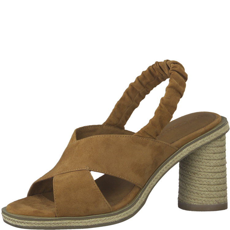 Sandales à talons marron pour femme de la marque Tamaris. 28301-28 305 Cognac. Disponible chez Chauss'Family magasin de chaussures à Issoire.