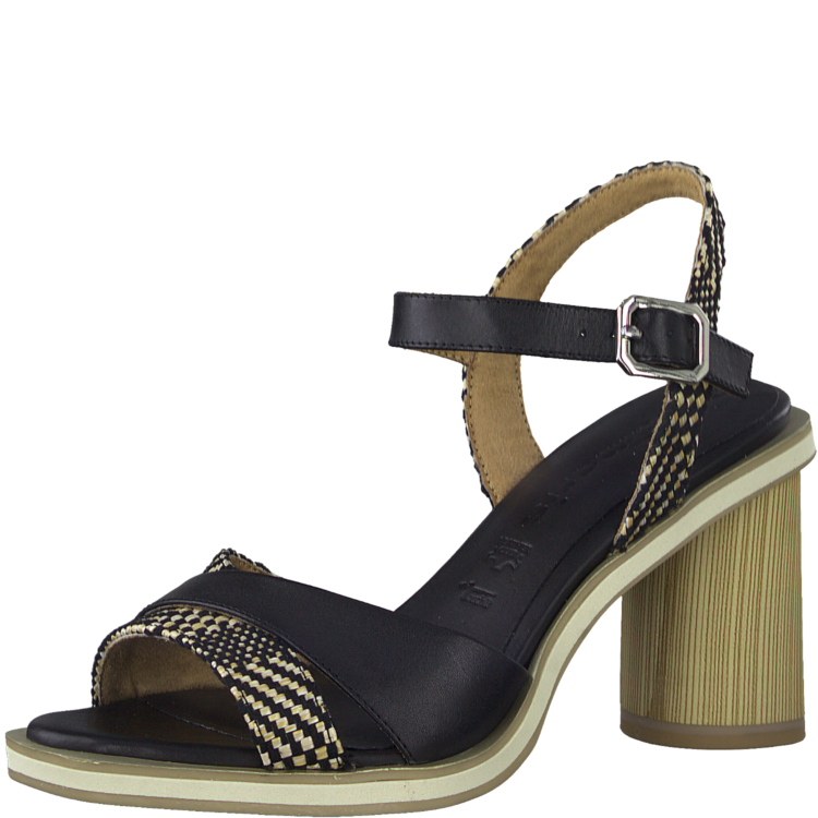 Sandales à talons pour femme de la marque Tamaris. 28306-28 098 Black Comb. Disponible chez Chauss'Family magasin de chaussures à Issoire.