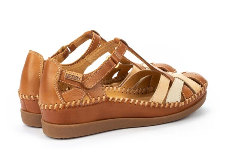Sandales avec contrefort pour femme de la marque Pikolinos. Référence : Cadaques W8K-0732C1 Brandy. Disponible chez Chauss'Family à Issoire.