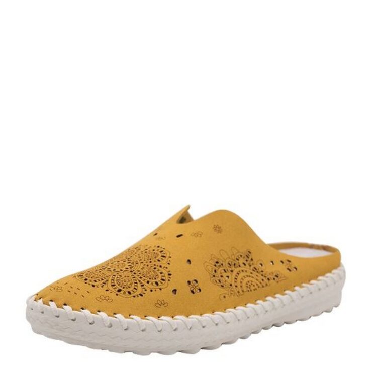 Sabots jaunes pour femme marque Bernie Mev. Tw168 Mustard. Disponible chez Chauss'Family magasin de chaussures à Issoire