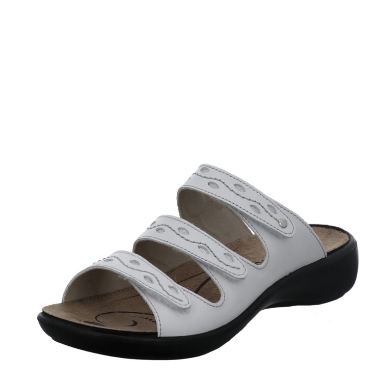 Mules réglables pour femme de la marque Westaland. Référence : Ibiza 66 Weiss. Disponible chez Chauss'Family Issoire.