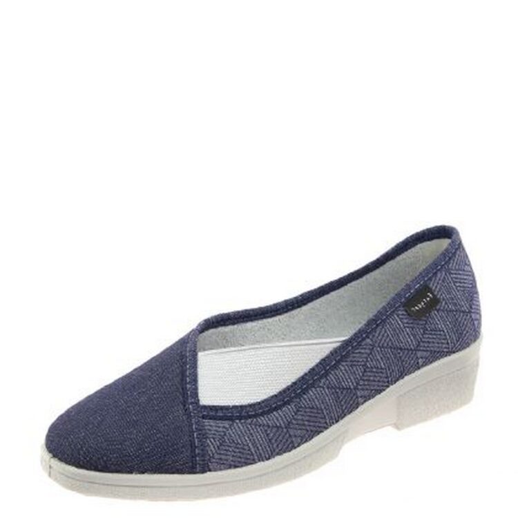 Pantoufles fermées Fargeot pour femme. Référence : Lambada marine. Disponible chez Chauss'Family magasin de chaussures à Issoire.