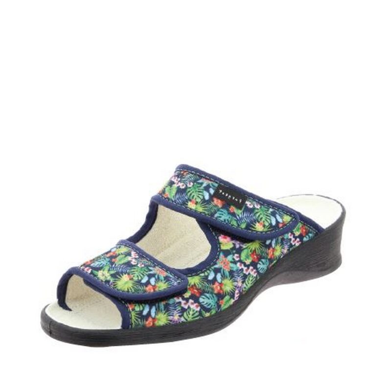 Mules réglables Fargeot pour femme. Référence : Xanadou marine. Disponible chez Chauss'Family magasin de chaussures à Issoire.
