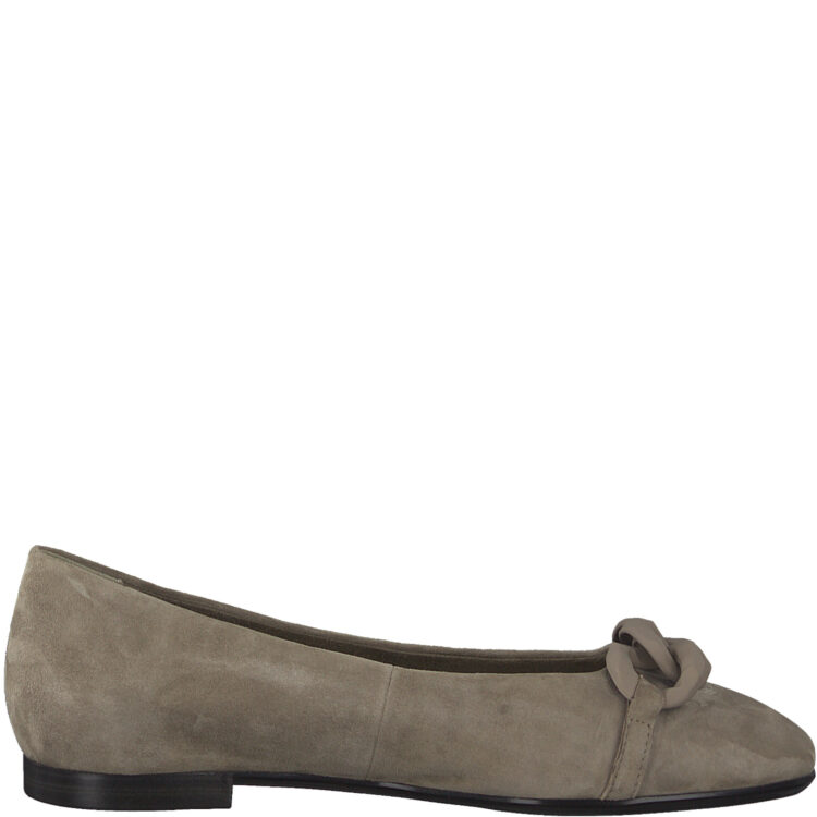 Ballerines Taupe pour femme marque Tamaris. Référence 22103-29 378 Taupe Suede. Disponible chez Chauss'Family magasin de chaussures à Issoire