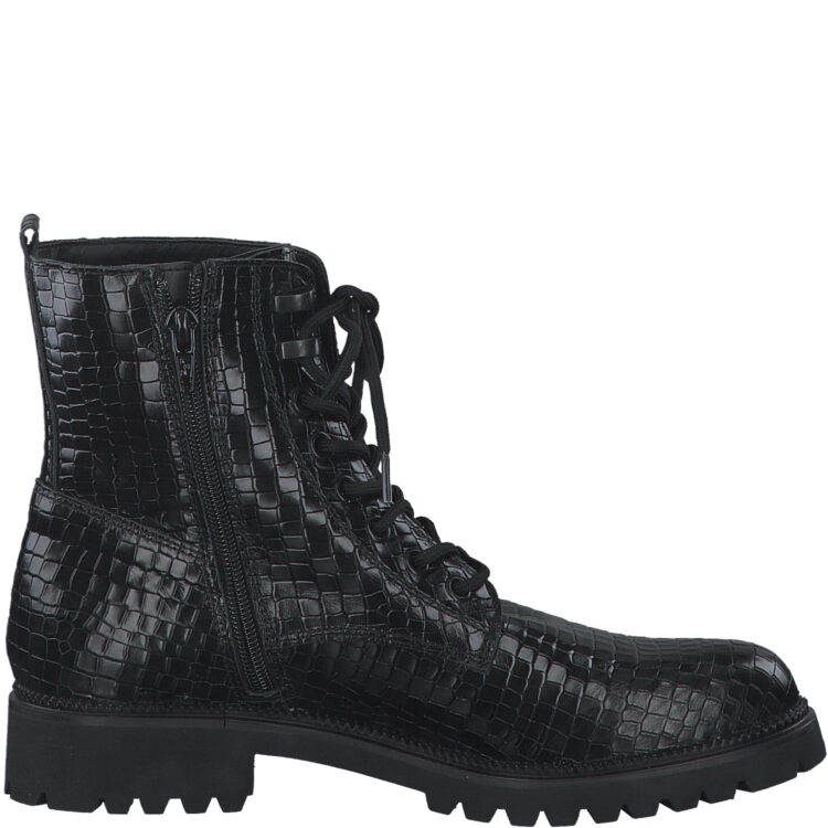 Bottines noires croco pour femme de la marque Tamaris. Référence 25234-29 006 Black Struct. Disponible chez Chauss'Family Issoire.