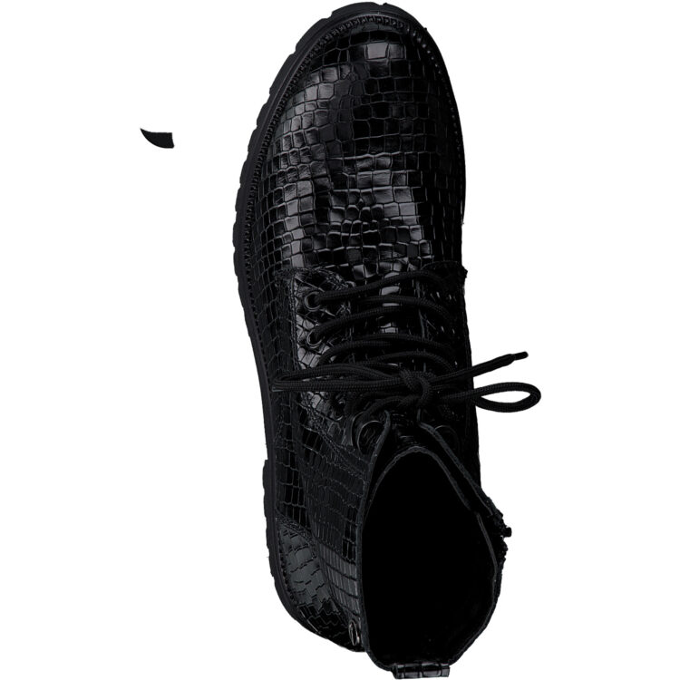 Bottines noires croco pour femme de la marque Tamaris. Référence 25234-29 006 Black Struct. Disponible chez Chauss'Family Issoire.
