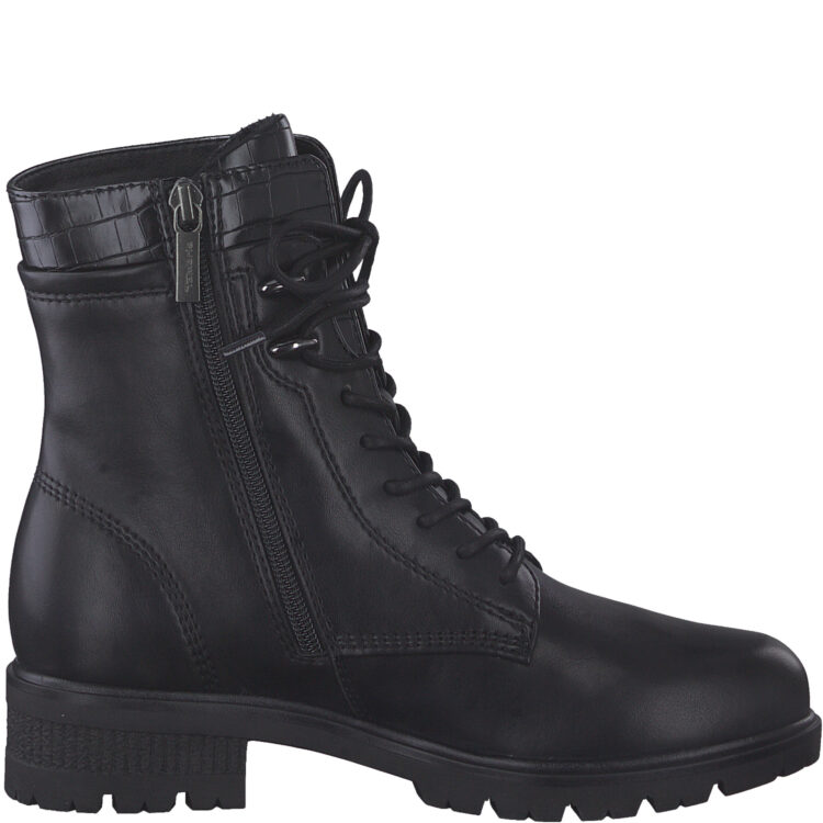 Bottines noires à lacets pour femme de la marque Tamaris. Référence 25296-29 001 Black. Disponible chez Chauss'Family Issoire.