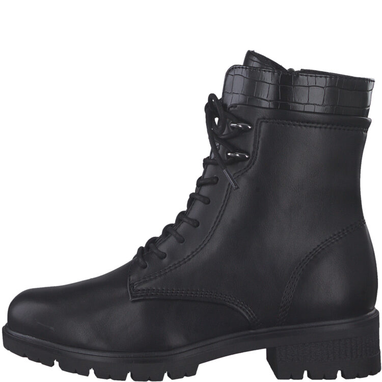 Bottines noires à lacets pour femme de la marque Tamaris. Référence 25296-29 001 Black. Disponible chez Chauss'Family Issoire.
