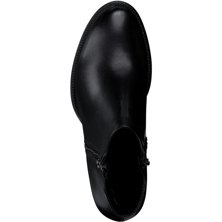 Bottines noires à talons pour femme marque Tamaris. Référence 25378-29 003 Black Leather. Disponible chez Chauss'Family magasin de chaussures Issoire