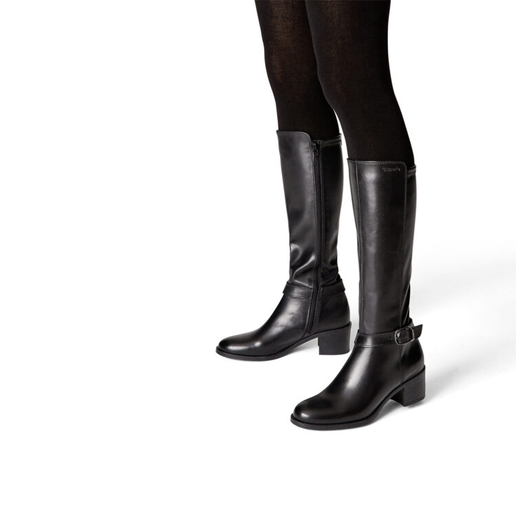 Bottes noires à talons pour femme de la marque Tamaris. Référence 25530-29 001 Black. Disponible chez Chauss'Family magasin de chaussure Issoire.