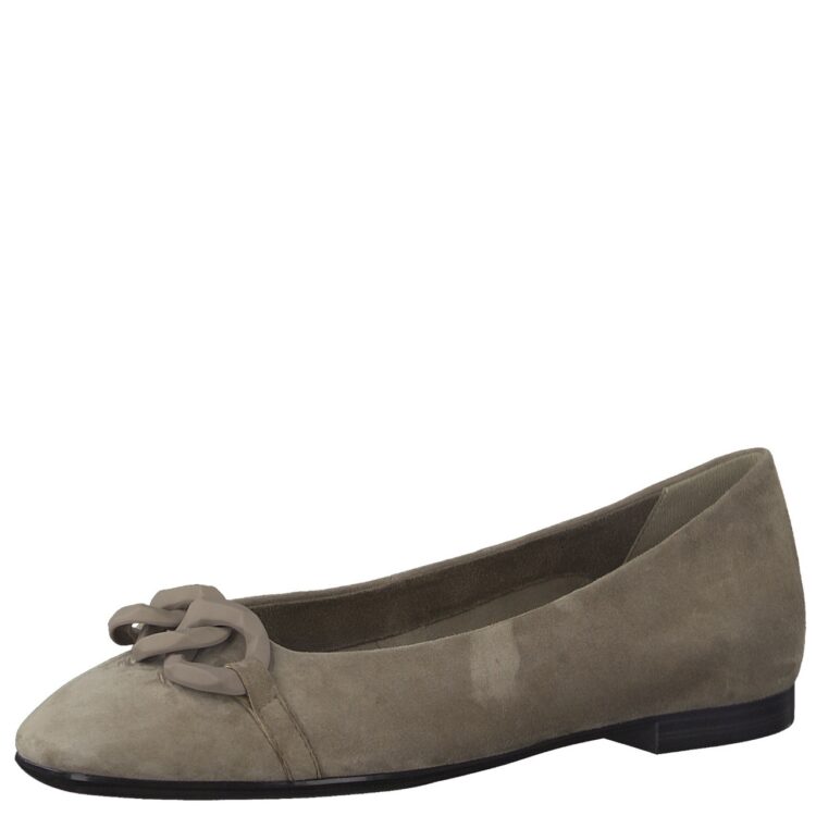 Ballerines Taupe pour femme marque Tamaris. Référence 22103-29 378 Taupe Suede. Disponible chez Chauss'Family magasin de chaussures Issoire