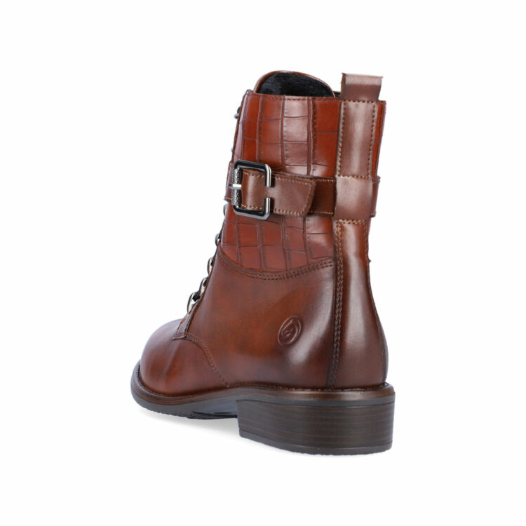 Bottines marron à lacets pour femme de la marque Remonte. Référence D0F72-22 Chestnut. Disponible chez Chauss'Family Issoire.