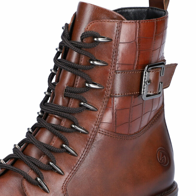 Bottines marron à lacets pour femme de la marque Remonte. Référence D0F72-22 Chestnut. Disponible chez Chauss'Family Issoire.