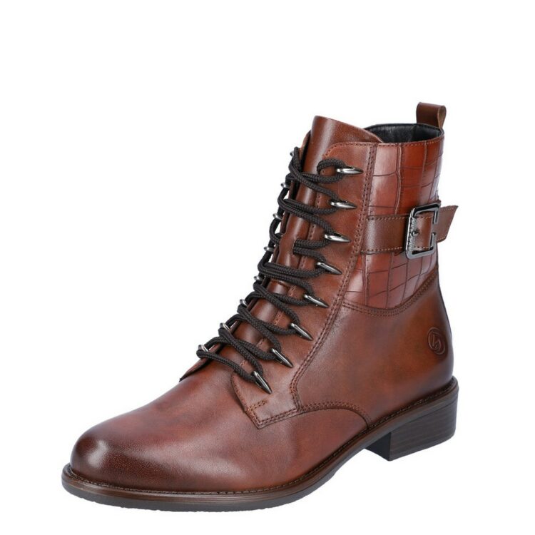 Bottines marron à lacets pour femme de la marque Remonte. Référence D0F72-22 Chestnut. Disponible chez Chauss'Family Issoire.