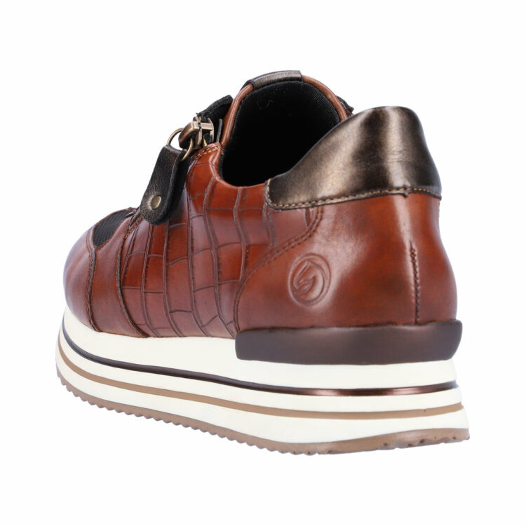 Baskets à plateforme pour femme marque Remonte. Référence D1300-25 Chestnut. Disponible chez Chauss'Family magasin de chaussures Issoire