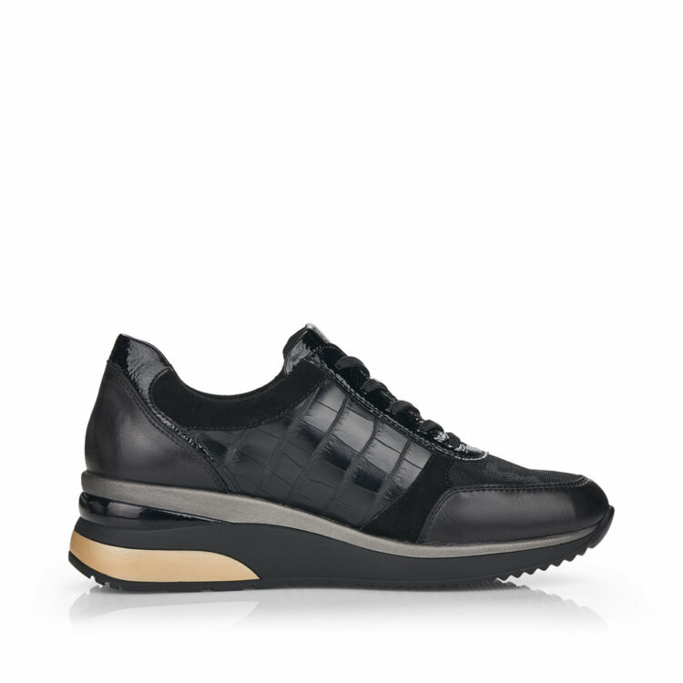 baskets compensées pour femme marque Remonte. Référence D2400-02 Schwarz. Disponible chez Chauss'Family magasin de chaussures Issoire
