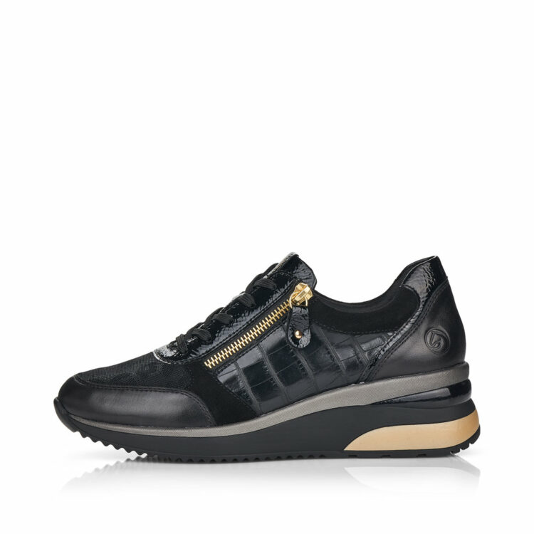 baskets compensées pour femme marque Remonte. Référence D2400-02 Schwarz. Disponible chez Chauss'Family magasin de chaussures Issoire