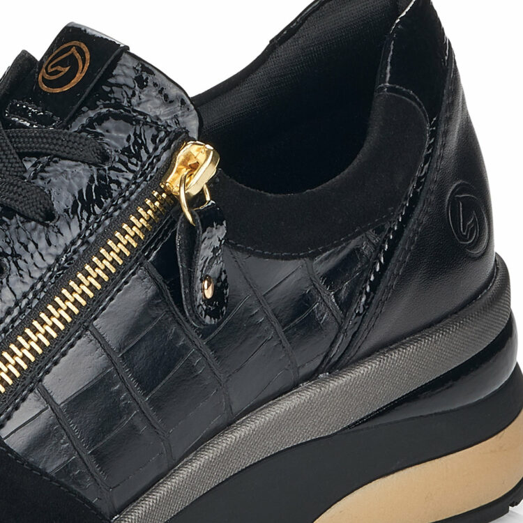 baskets compensées pour femme marque Remonte. Référence D2400-02 Schwarz. Disponible chez Chauss'Family magasin de chaussures Issoire