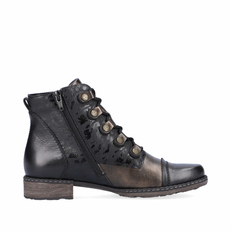 Bottines fantaisies à lacets pour femme de la marque Remonte. Référence D4391-02 Schwarz. Disponible chez Chauss'Family Issoire.
