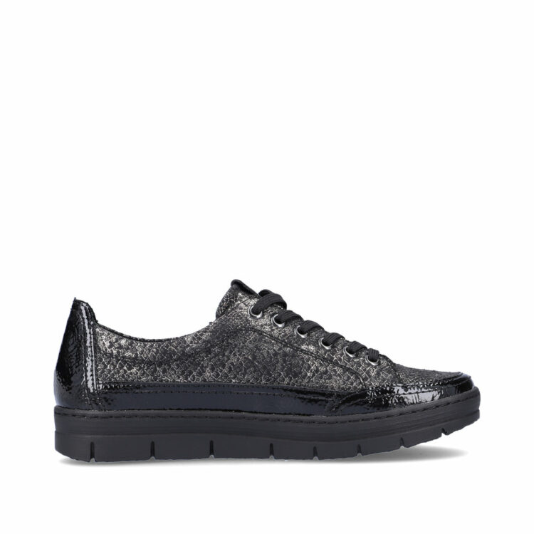 Baskets métallisées pour femme marque Remonte. Référence D5826-02 Black. Disponible chez Chauss'Family magasin de chaussures Issoire