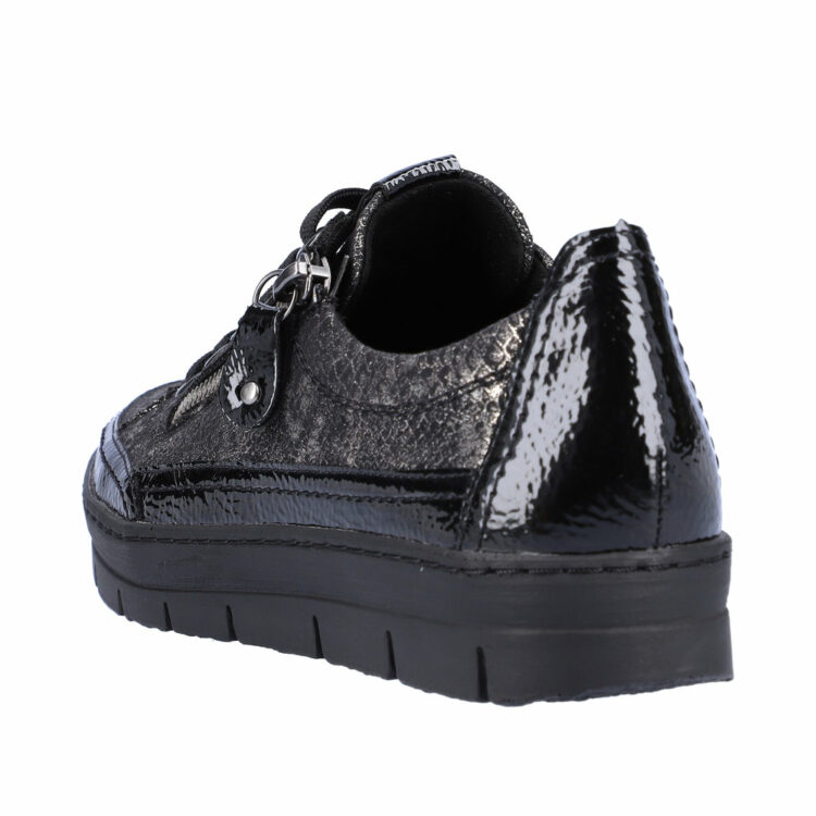 Baskets métallisées pour femme marque Remonte. Référence D5826-02 Black. Disponible chez Chauss'Family magasin de chaussures Issoire