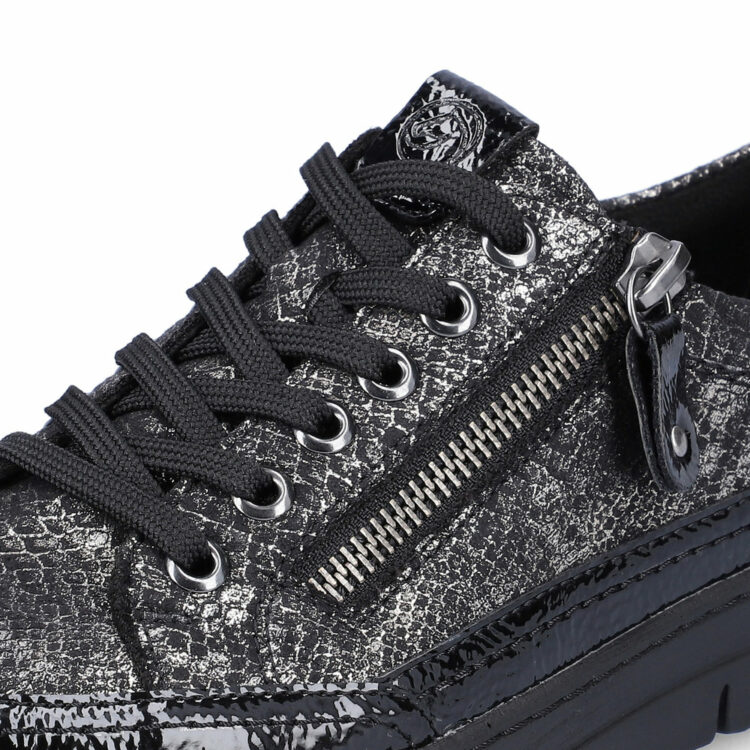 Baskets métallisées pour femme marque Remonte. Référence D5826-02 Black. Disponible chez Chauss'Family magasin de chaussures Issoire