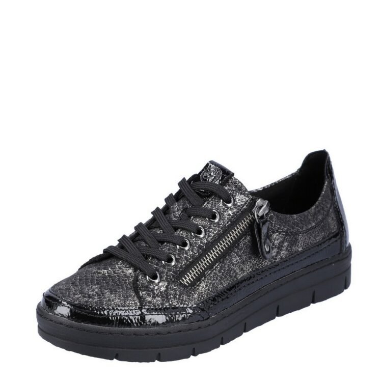 Baskets métallisées pour femme marque Remonte. Référence D5826-02 Black. Disponible chez Chauss'Family magasin de chaussures Issoire