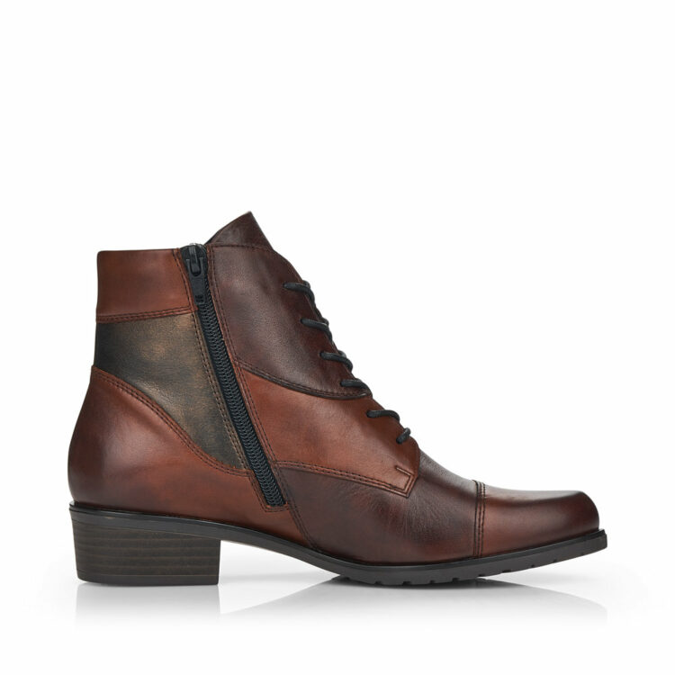 Bottines marron à lacets pour femme de la marque Remonte. Référence D6882-24 Chestnut. Disponible chez Chauss'Family Issoire.