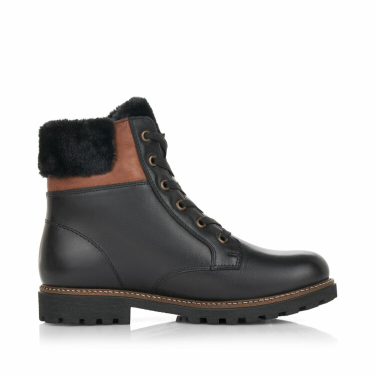 Bottines chaudes pour femme de la marque Remonte. Référence D8463-01 Schwarz. Disponible chez Chauss'Family Issoire.