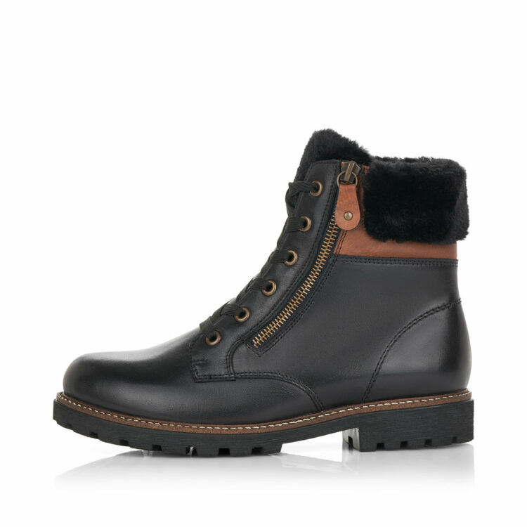 Bottines chaudes pour femme de la marque Remonte. Référence D8463-01 Schwarz. Disponible chez Chauss'Family Issoire.