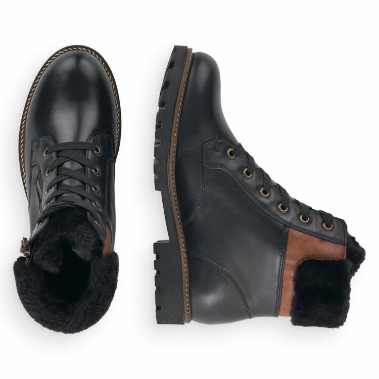 Bottines chaudes pour femme de la marque Remonte. Référence D8463-01 Schwarz. Disponible chez Chauss'Family Issoire.