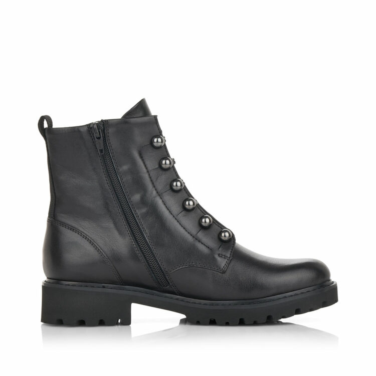 Bottines noires pour femme marque Remonte. Référence D8670-01 Noir . Disponible chez Chauss'Family magasin de chaussures Issoire.