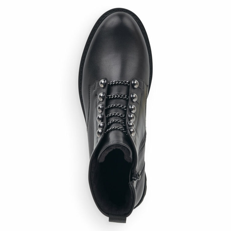 Bottines noires pour femme marque Remonte. Référence D8670-01 Noir . Disponible chez Chauss'Family magasin de chaussures Issoire.