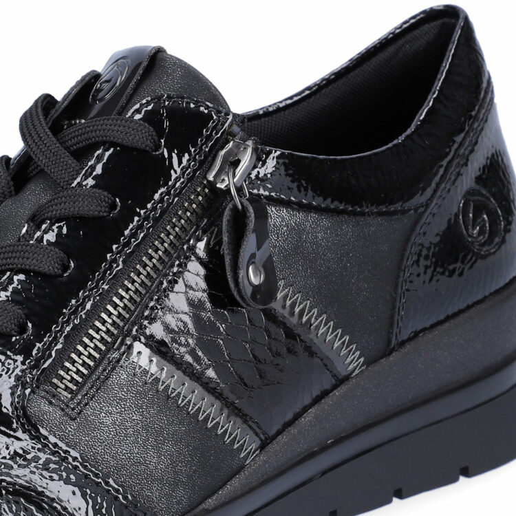 Baskets compensées pour femme marque Remonte. Référence R0705-03 Black. Disponible chez Chauss'Family magasin de chaussures Issoire