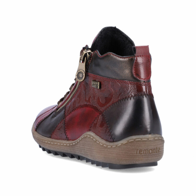 baskets montantes bordeaux pour femme marque Remonte. Référence R1467-35 Vino. Disponible chez Chauss'Family magasin de chaussures Issoire