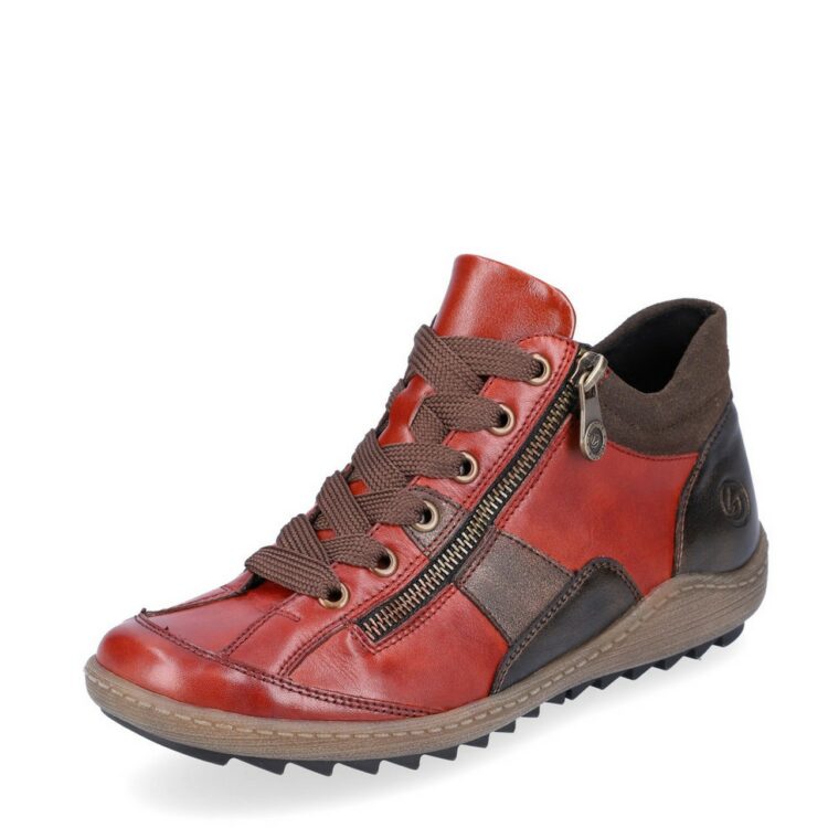 baskets montantes brique pour femme marque Remonte. Référence R1481-38 Ziegel. Disponible chez Chauss'Family magasin de chaussures à Issoire