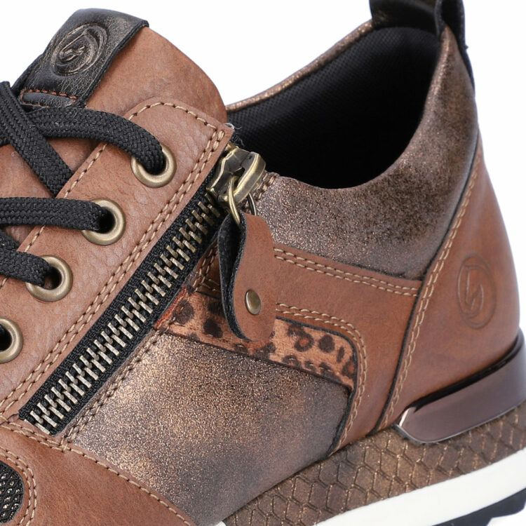 Baskets à marron pour femme marque Remonte. Référence R2543-22 Chestnut. Disponible chez Chauss'Family magasin de chaussures Issoire