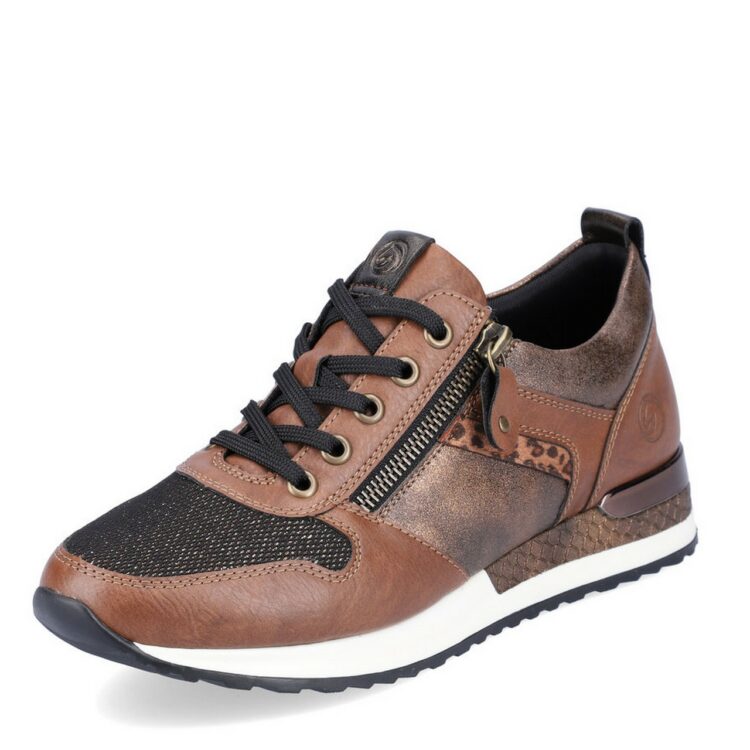 Baskets à marron pour femme marque Remonte. Référence R2543-22 Chestnut. Disponible chez Chauss'Family magasin de chaussures Issoire