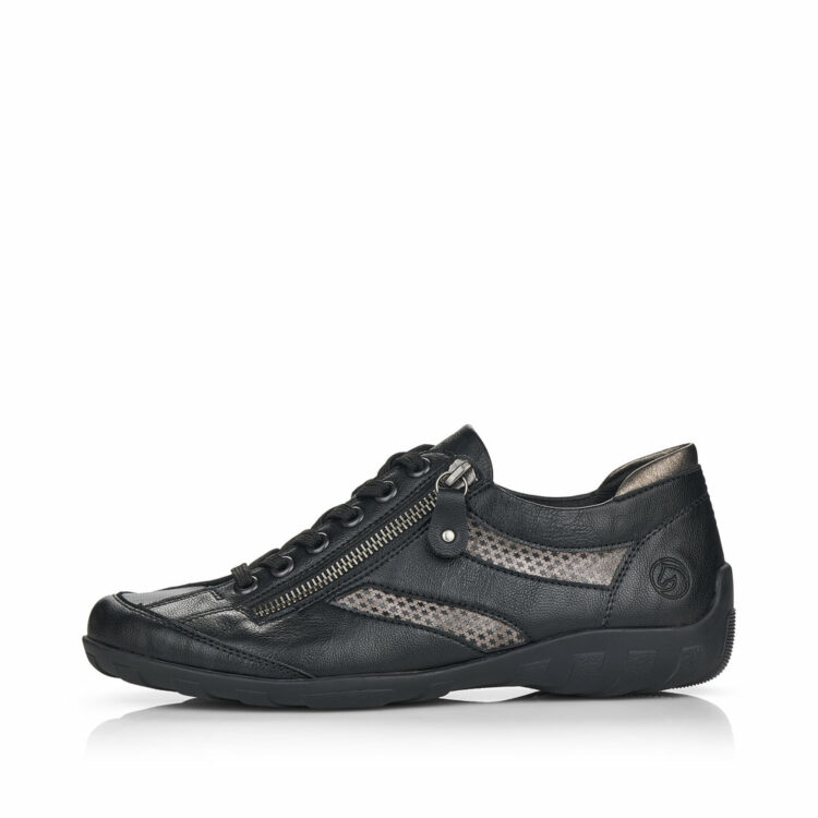 Baskets noires pour femme marque Remonte. Référence R3402-01 Schwarz. Disponible chez Chauss'Family magasin de chaussures Issoire