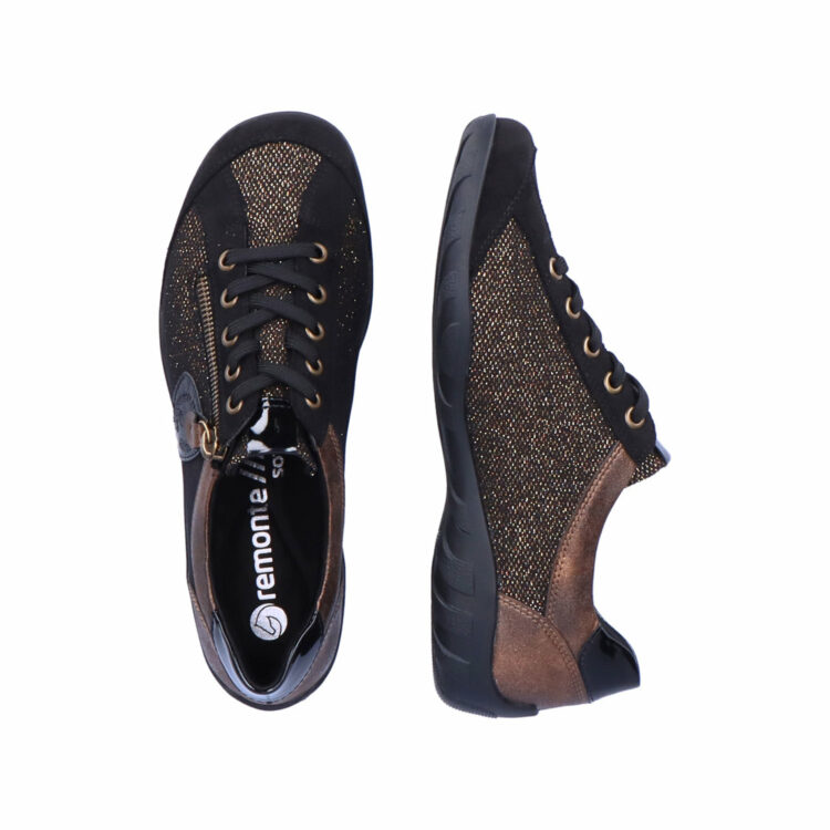 Baskets à paillettes pour femme marque Remonte. Référence R3415-03 Schwarz. Disponible chez Chauss'Family magasin de chaussures Issoire