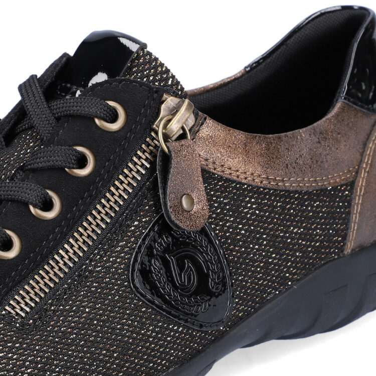 Baskets à paillettes pour femme marque Remonte. Référence R3415-03 Schwarz. Disponible chez Chauss'Family magasin de chaussures Issoire