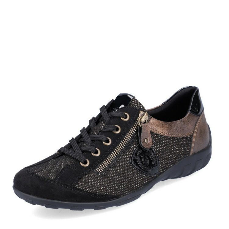 Baskets à paillettes pour femme marque Remonte. Référence R3415-03 Schwarz. Disponible chez Chauss'Family magasin de chaussures Issoire