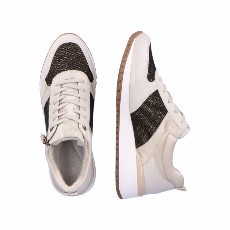 baskets montantes beiges pour femme marque Remonte. Référence R3771-61 Crema. Disponible chez Chauss'Family magasin de chaussures Issoire