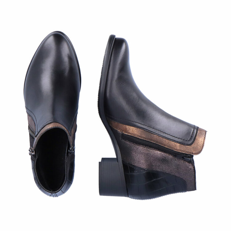 Bottines noires pour femme marque Remonte. Référence R5172-02 Schwarz Antik . Disponible chez Chauss'Family magasin de chaussures Issoire.