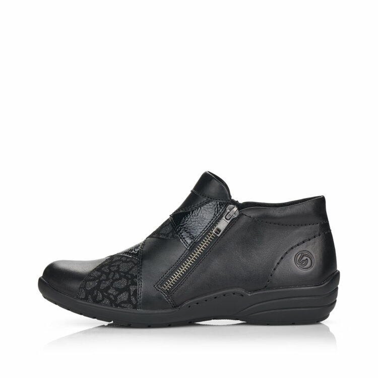 Bottines noires pour femme marque Remonte. Référence R7674-03 Schwarz . Disponible chez Chauss'Family magasin de chaussures Issoire.