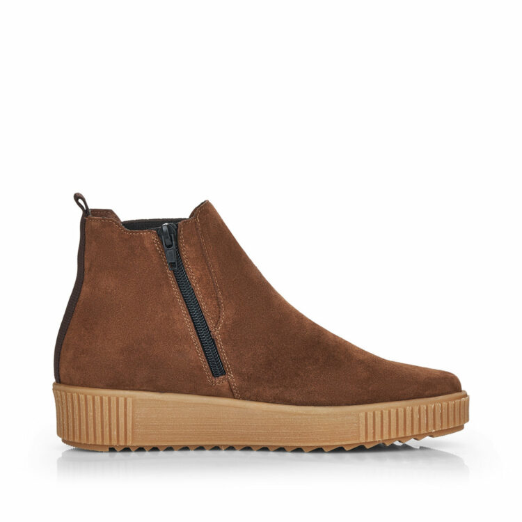 Bottines marron pour femme marque Remonte. Référence R7994-25 Amaretto. Disponible chez Chauss'Family magasin de chaussures Issoire.